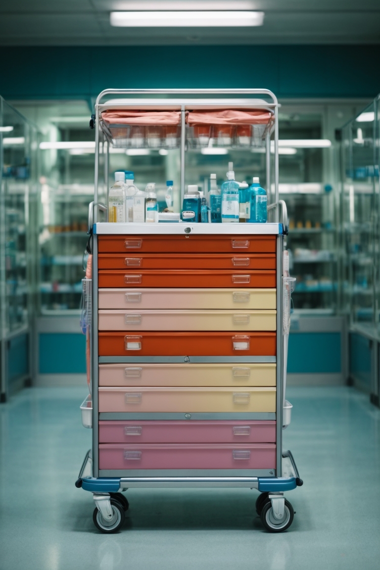 two drawer anesthetic trolley