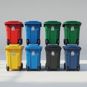 Yellow 120 liter wheelie bin