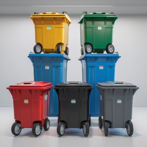 Blue 1000 liter wheelie bin