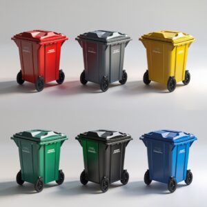 Red 120 liter wheelie bin