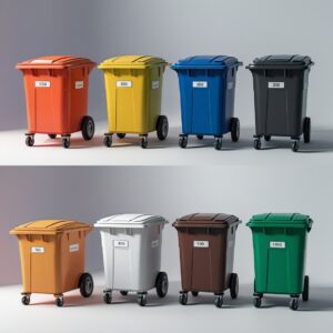 Brown 1100 liter wheelie bin