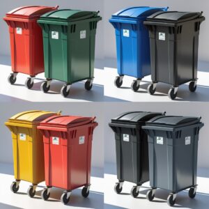 Pink 660 liter wheelie bin