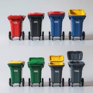 Brown 1000 liter wheelie bin