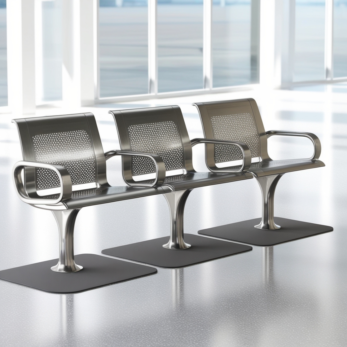 Airport Bench Stainless Steel ThreeSeater