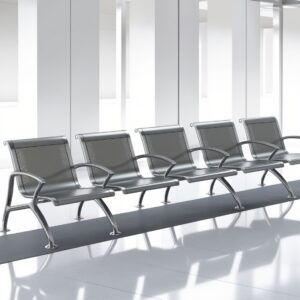 Airport Bench  Indoor Waiting Room Seat  Chrome  Five Seater