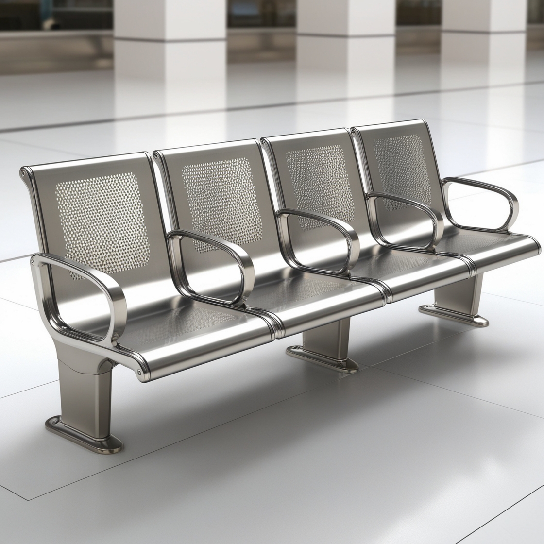 Airport Bench New Chrome Deluxe FourSeater