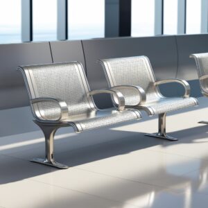 Airport Bench  Indoor Waiting Room Seat  Chrome  Two Seater