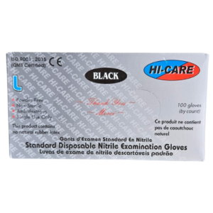 Examination Gloves – Black Nitrile   POWDER FREE – BOX 100 – 5g weigh -( Minimum qty sold 10 boxes)
